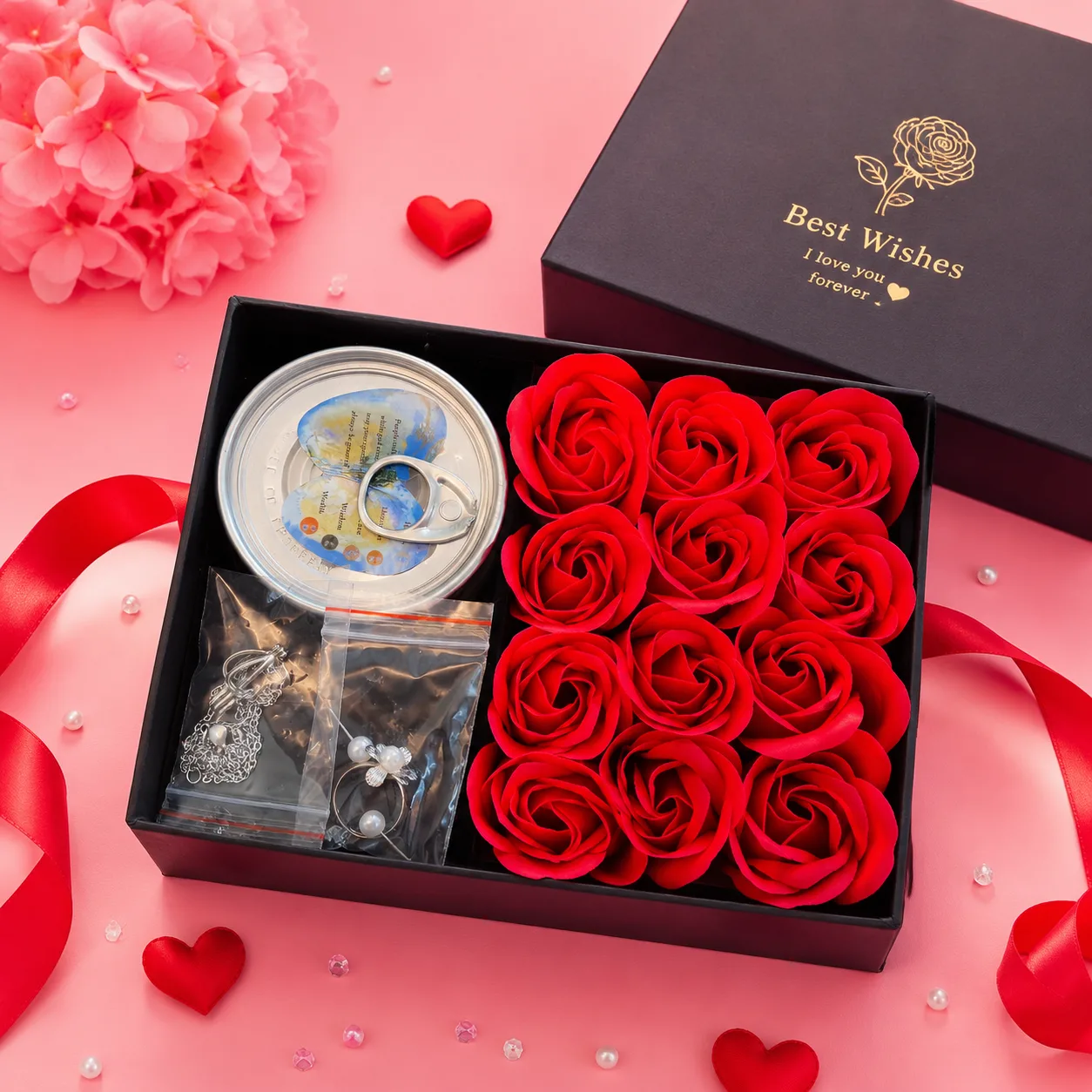 Love Forever Rose and Pearl Necklace Luxury Gift Box